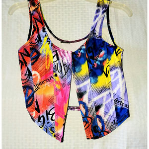 Graffiti Junior M Tank Halter Corsette Summer Top Multicolored Hook Closure